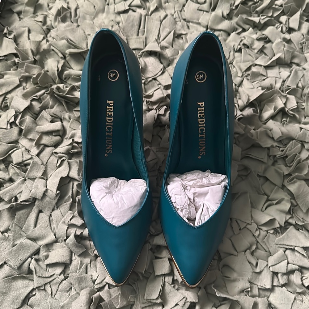 Teal Leather High Heels